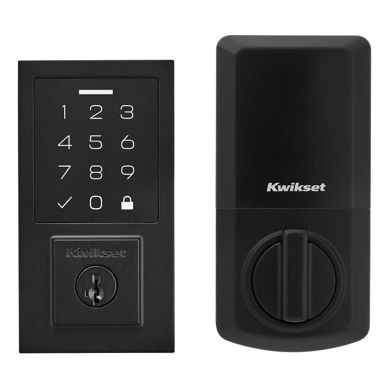 Kwikset 270 Series 9270 CNT 514 SMT RBP Smartcode Deadbolt, 2 Grade, Keyed One-Side Key, Matte Black, KW1 Keyway