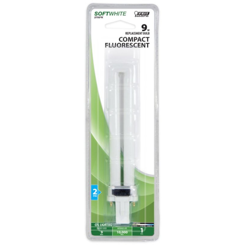 Feit Electric BPPL9 Compact Fluorescent Bulb, 9 W, PL Lamp, G23 Lamp Base, 560 Lumens, 2700 K Color Temp