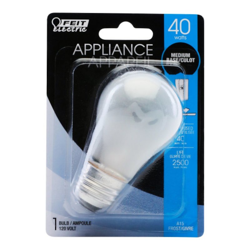 Feit Electric BP40A15/CAN Incandescent Bulb, Frosted Lamp, 1-7/8 in D x 3-1/2 in H Dimensions, 40 W, A15 Lamp