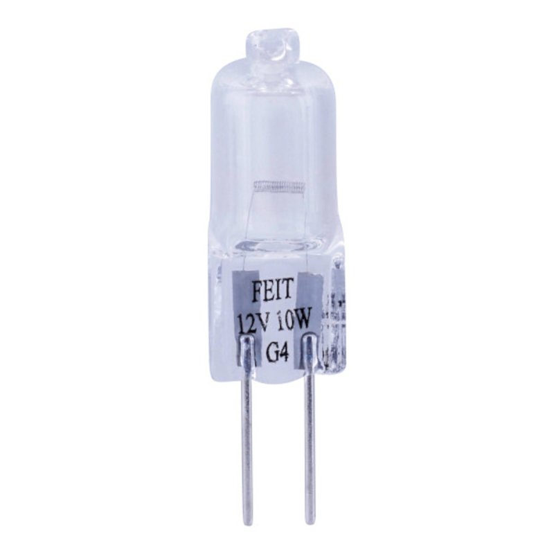 Feit Electric BPQ10T3/CAN Halogen Bulb, 1-1/4 in L Dimensions, 10 W, G4 Lamp Base, JC T3 Lamp, 3000 K Color Temp