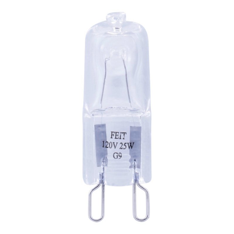 Feit Electric BPQ25/G9/CAN Halogen Bulb, 1-3/4 in L Dimensions, 25 W, G9 Lamp Base, JCD T4 Lamp, 3000 K Color Temp