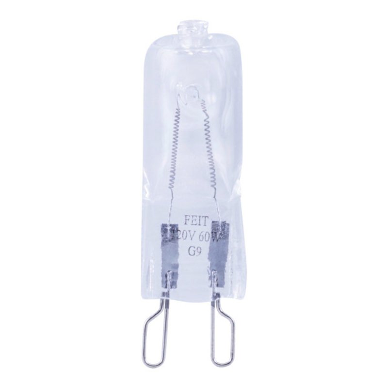 Feit Electric BPQ60/G9/CAN Halogen Bulb, 2-1/4 in L Dimensions, 60 W, G9 Lamp Base, JCD T4 Lamp, 3000 K Color Temp