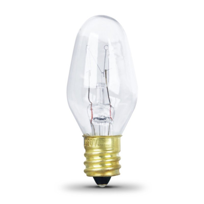 Feit Electric BP4C7/4/CAN Incandescent Bulb, Clear Lamp, 7/8 in D x 2-1/8 in H Dimensions, 4 W, C7 Lamp
