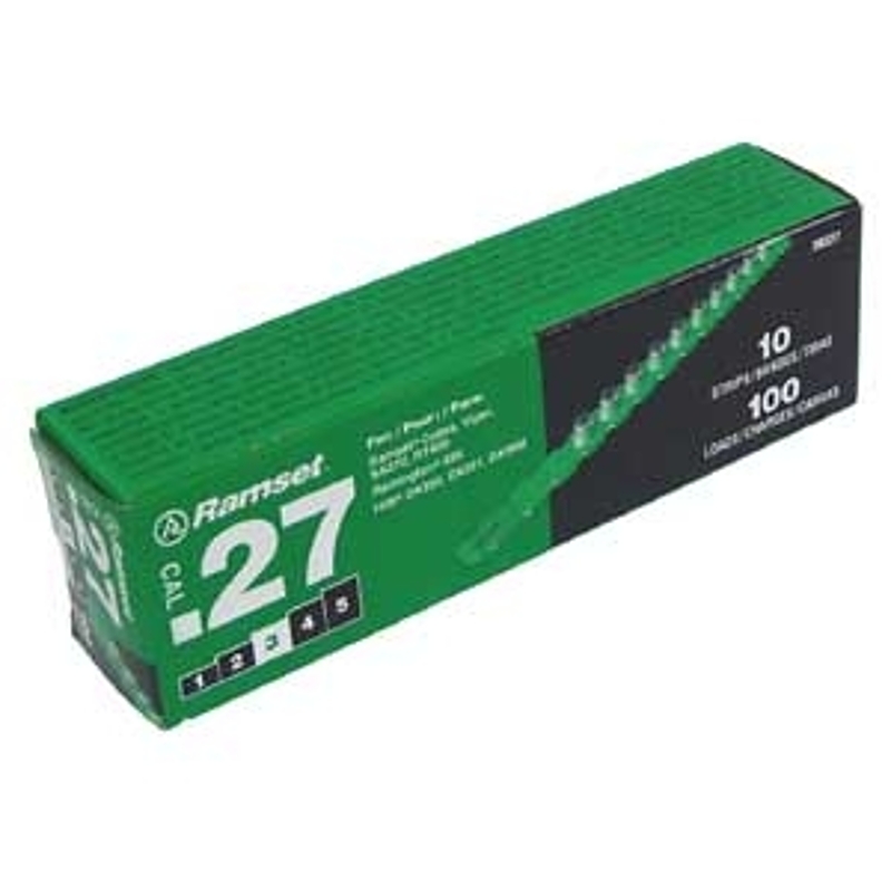 Ramset C3RS27 Powder Actuated Load Strip, Power Level: 3, Green Code, 10-Load, 0.27 in Dia, 1-1/2 in L
