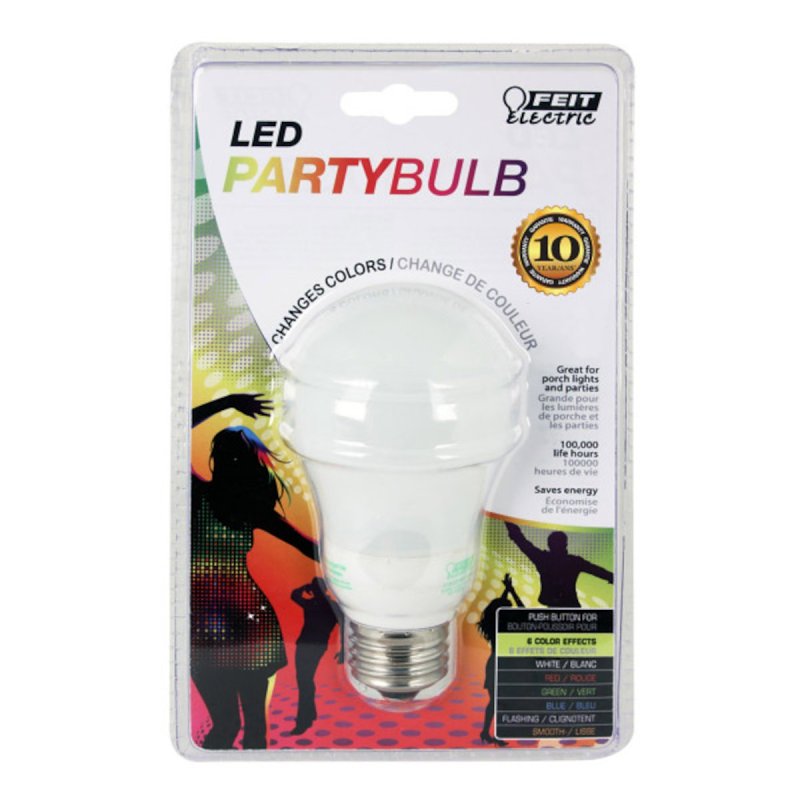 Feit Electric A19/LED/PARTY Color Changing LED Party Bulb, Flood, Spotlight, A19 Lamp, E26 Lamp Base, Silver