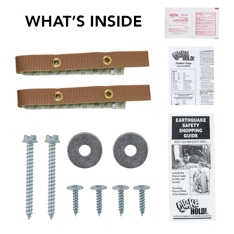 QuakeHold 4161 Furniture Strap, Nylon Strap, Oak Strap