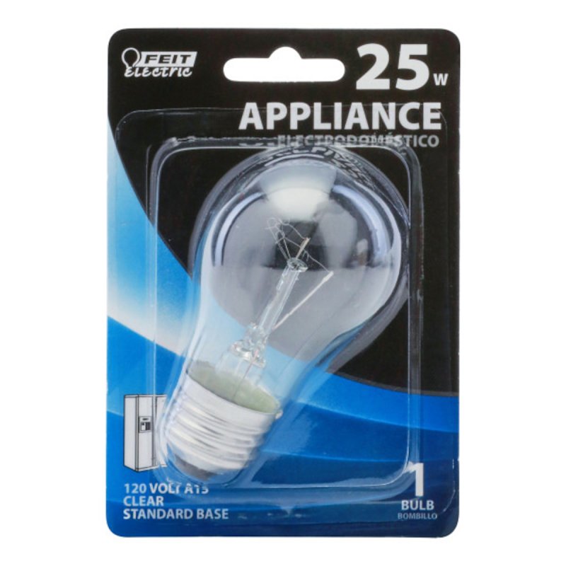 Feit Electric BP25A15/CL Incandescent Lamp, 25 W, A15 Lamp, Medium E26 Lamp Base, 2700 K Color Temp