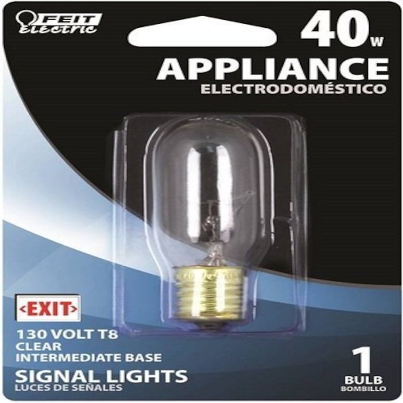 Feit Electric BP40T8N-130 Incandescent Bulb, 40 W, T8 Lamp, E17 Lamp Base, 300 Lumens, 2700 K Color Temp, Soft White