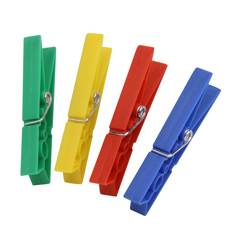 Honey-Can-Do DRY-01390 Classic Clothespin, 0.79 in W, 3.31 in L, Plastic, Blue/Green/Red/Yellow