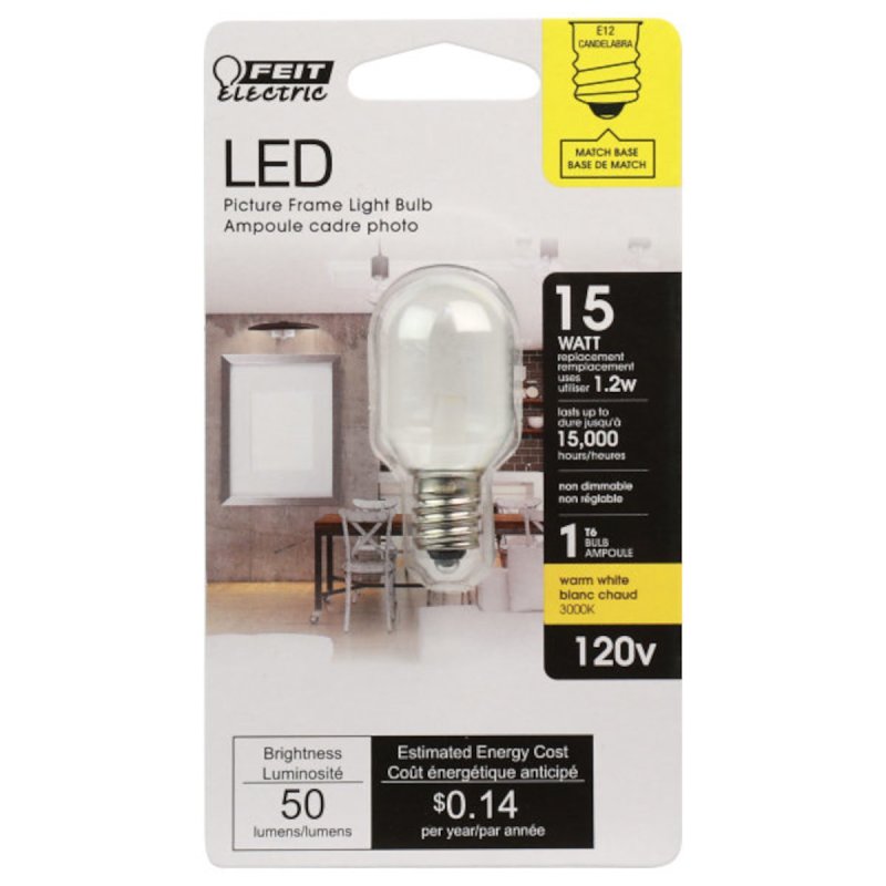 Feit Electric BPT6/SU/LED LED Lamp, Linear, T6 Lamp, 15 W Equivalent, E12 Lamp Base, Clear, Warm White Light