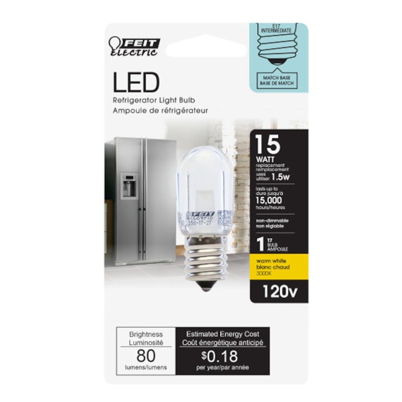 Feit Electric BPT7N/SU/LED LED Lamp, Linear, T7 Lamp, 15 W Equivalent, E17 Lamp Base, Clear, Warm White Light