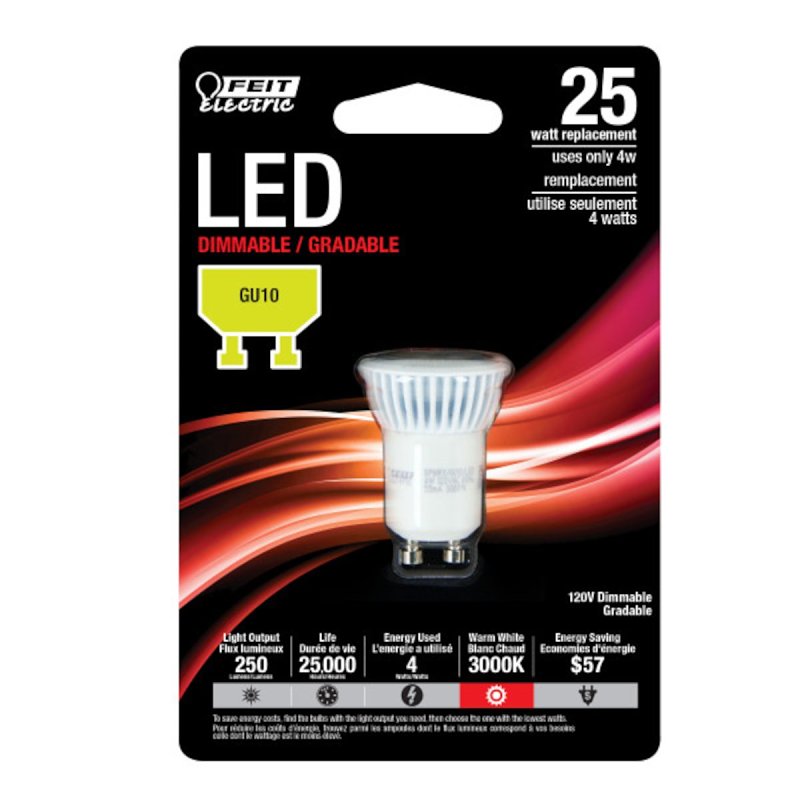 Feit Electric BPMR11/GU10/LED/C LED Bulb, Track/Recessed, MR11 Lamp, 25 W Equivalent, GU10 Lamp Base, Dimmable