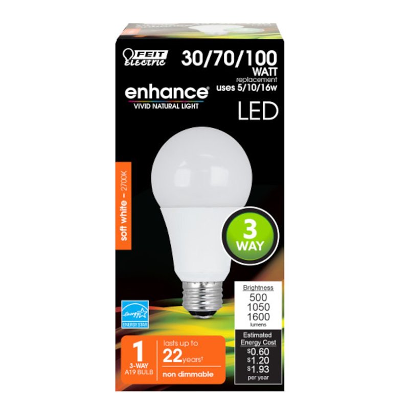 Feit Electric A30/100/927CA LED Bulb, General Purpose, A19 Lamp, 30, 70, 100 W Equivalent, E26 Lamp Base