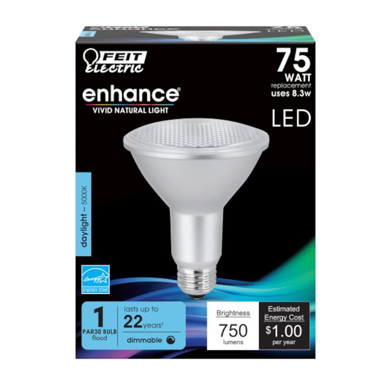 Feit Electric PAR30LDM/950CA LED Bulb, Flood, PAR30 Lamp, 75 W Equivalent, E26 Lamp Base, Dimmable, Daylight Light