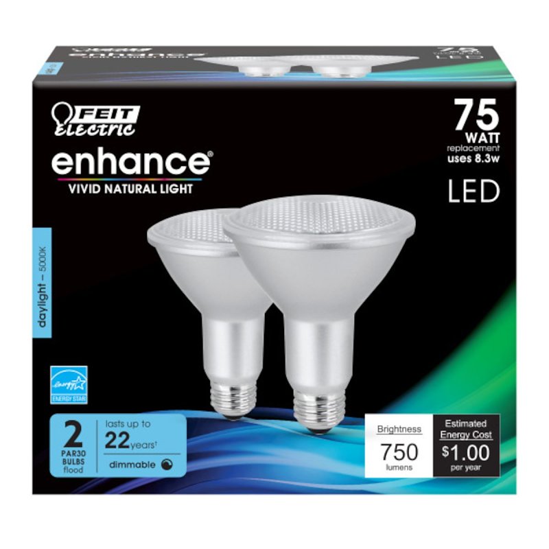 Feit Electric PAR30LDM/950CA/2 LED Bulb, Flood/Spotlight, 120 V, 8.3 W, PAR30 Lamp, 75 W Equivalent, E26 Lamp Base