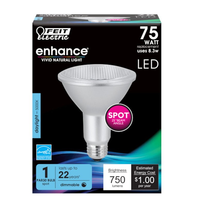 Feit Electric PAR30LDM/SP/950CA LED Bulb, 120 V, 750 Lumens, 8.3 W, PAR30 Lamp, 75 W Equivalent, E26 Lamp Base