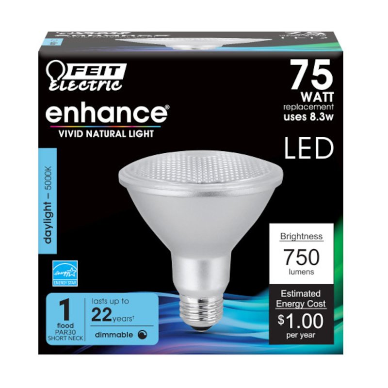 Feit Electric PAR30SDM/950CA LED Bulb, 750 Lumens, 8.3 W, PAR30 Lamp, 75 W Equivalent, E26 Lamp Base