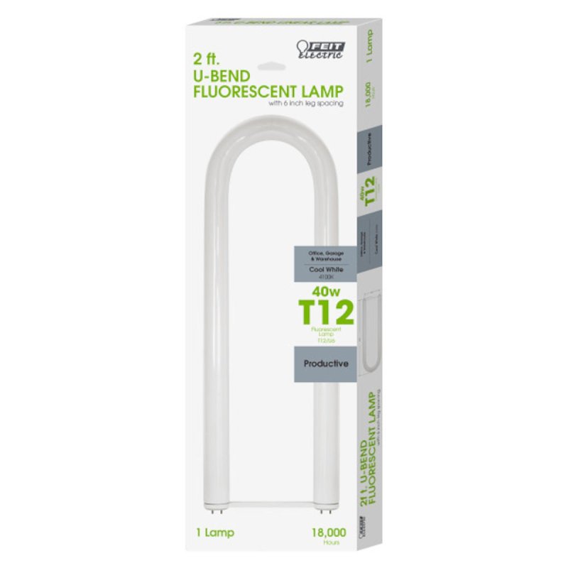 Feit Electric F40CWX/U6 Fluorescent Bulb, 40 W, T12 Lamp, G13 Lamp Base, 2700 Lumens, 4100 K Color Temp