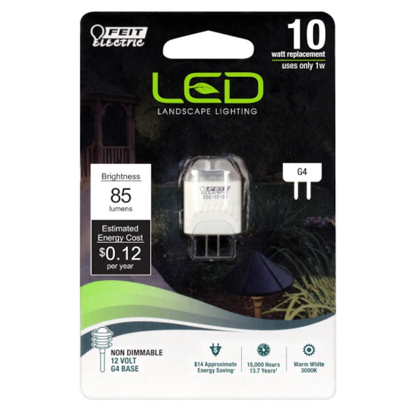 Feit Electric LVG410/LED Landscape LED Bulb, Specialty, 10 W Equivalent, G4 Lamp Base, Warm White Light