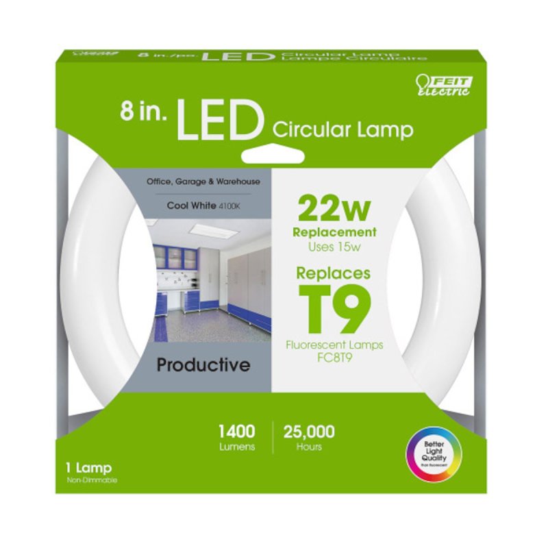 Feit Electric FC8/840/LED LED Bulb, Linear, T9 Lamp, 22 W Equivalent, G10Q Lamp Base, Frosted, Cool White Light