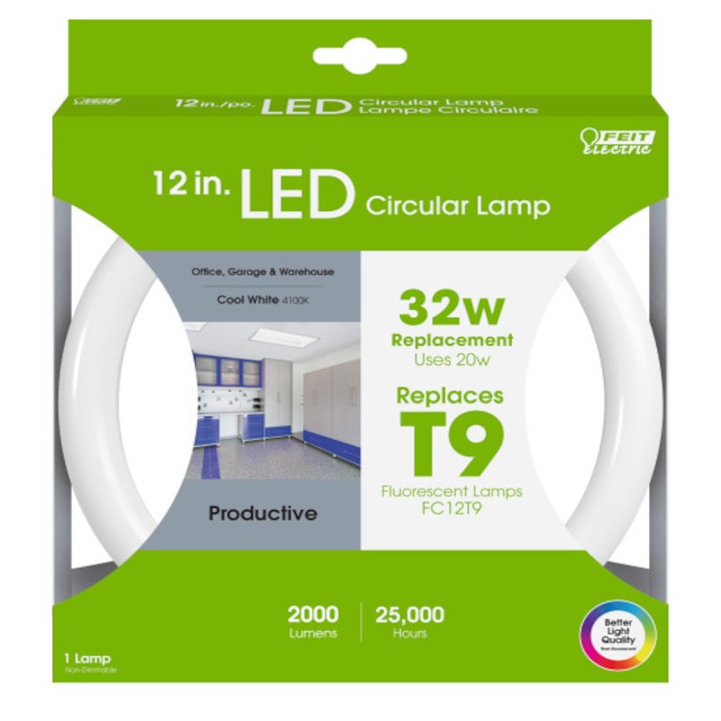 Feit Electric FC12/840/LED LED Bulb, Linear, T9 Lamp, 32 W Equivalent, G10Q Lamp Base, Frosted, Cool White Light