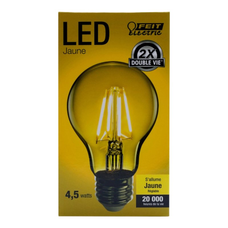 Feit Electric A19/TY/LED LED Bulb, General Purpose, 120 V, 4.5 W, A19 Lamp, 25 W Equivalent, E26 Lamp Base, Clear