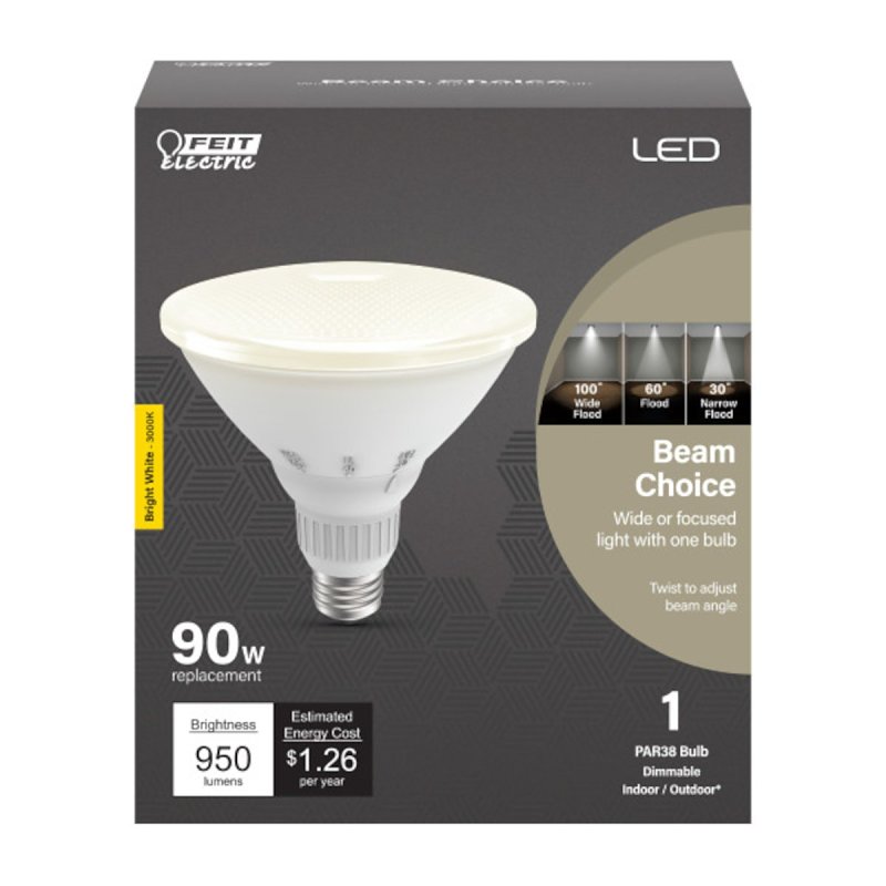 Feit Electric PAR38/ADJ/930CA LED Bulb, 120 V, 950 Lumens, 12.5 W, PAR38 Lamp, 90 W Equivalent, E26 Lamp Base