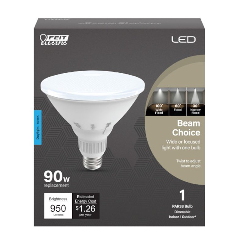 Feit Electric PAR38/ADJ/950CA LED Bulb, Flood/Spotlight, 950 Lumens, 12.5 W, PAR38 Lamp, 90 W Equivalent, E26 Lamp Base