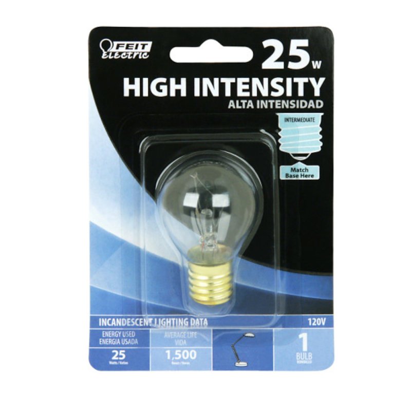 Feit Electric BP25S11N Incandescent Lamp, 25 W, S11N Lamp, E17 Intermediate Lamp Base, 2700 K Color Temp