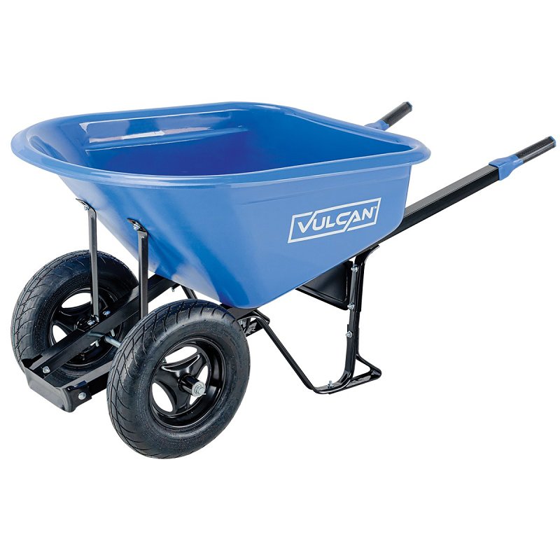 Vulcan PH7-S-2W-OR Wheelbarrow, 7 cu-ft Volume, High-Density Polyethylene, 2-Wheel, Pneumatic Wheel, 16 in Wheel