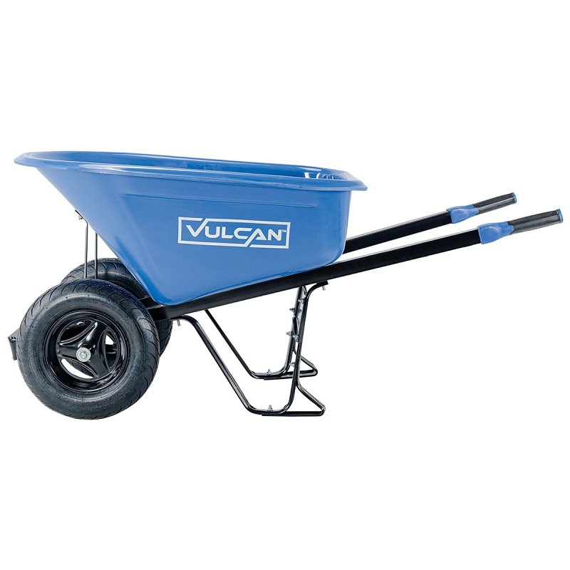 Vulcan PH7-S-2W-OR Wheelbarrow, 7 cu-ft Volume, High-Density Polyethylene, 2-Wheel, Pneumatic Wheel, 16 in Wheel