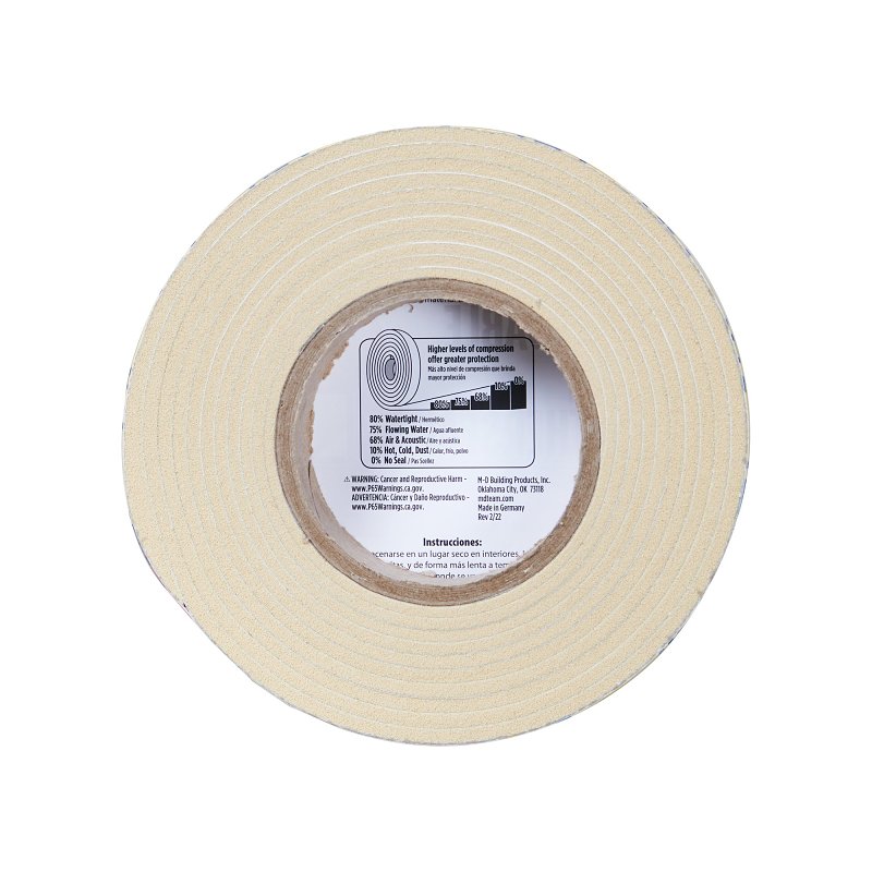 M-D 03166 Expandable Weatherseal, 1 in W, 13 ft L, 1 in Thick, Foam, Neutral