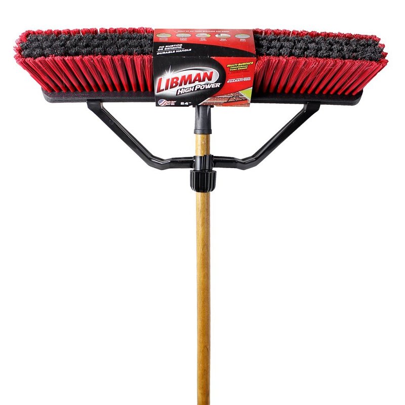 Libman 1292 Push Broom, 4 in L Trim, 65 in L, Wood Handle