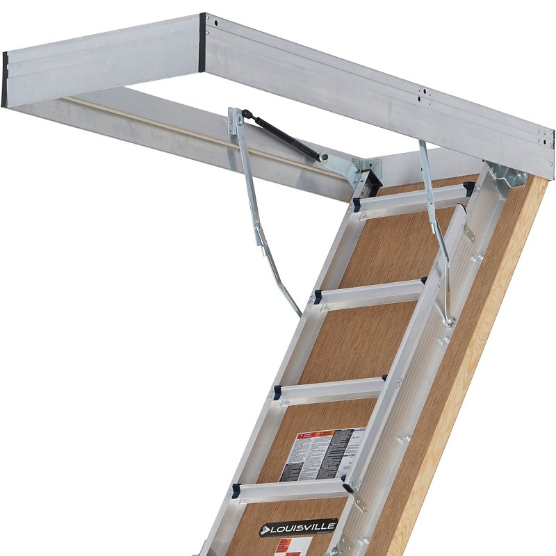 Louisville Fire-Rated Energy Efficient Series AL3040MG-R10FT Attic Ladder, 7 ft 8 in to 10 ft 3 in H Ceiling, 11-Step