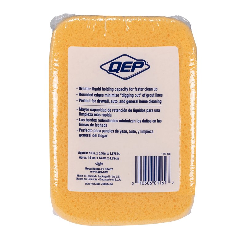 QEP 70005-24 All-Purpose Sponge, 7-1/2 in L, 5-1/2 in W, 1-7/8 in Thick, Polyester, Yellow