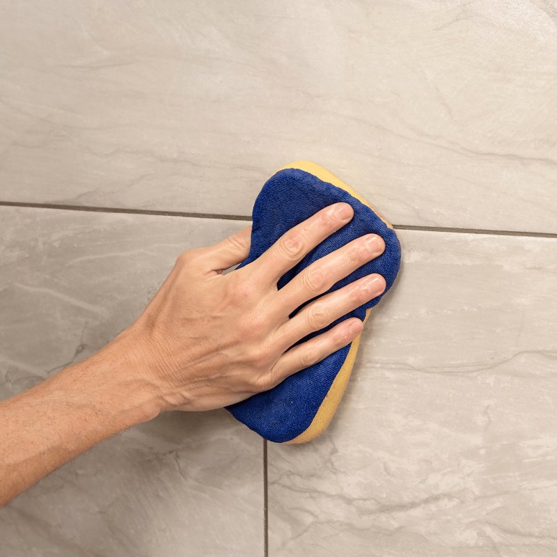 QEP 70010 Polishing Sponge, 7-1/2 in L, 5-1/2 in W, 2 in Thick, Microfiber, Blue/Yellow