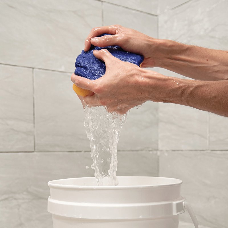 QEP 70010 Polishing Sponge, 7-1/2 in L, 5-1/2 in W, 2 in Thick, Microfiber, Blue/Yellow
