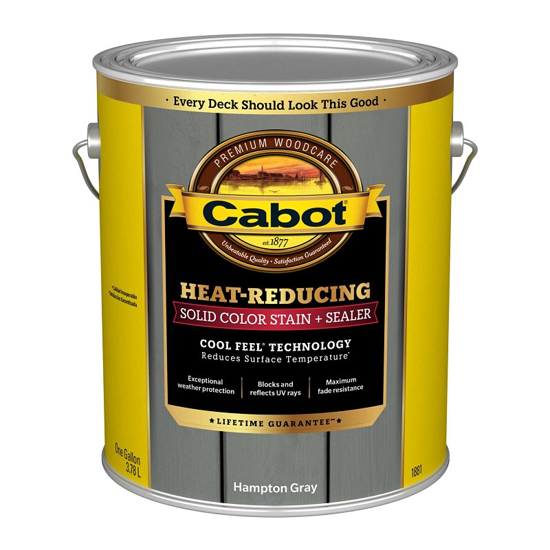 Cabot Heat-Reducing Series 140.0001881.007 Stain and Sealer, Hampton Gray, Liquid, 1 gal Can
