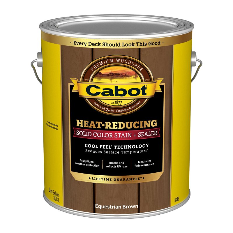 Cabot Heat-Reducing Series 140.0001883.007 Stain and Sealer, Equestrian Brown, Liquid, 1 gal Can