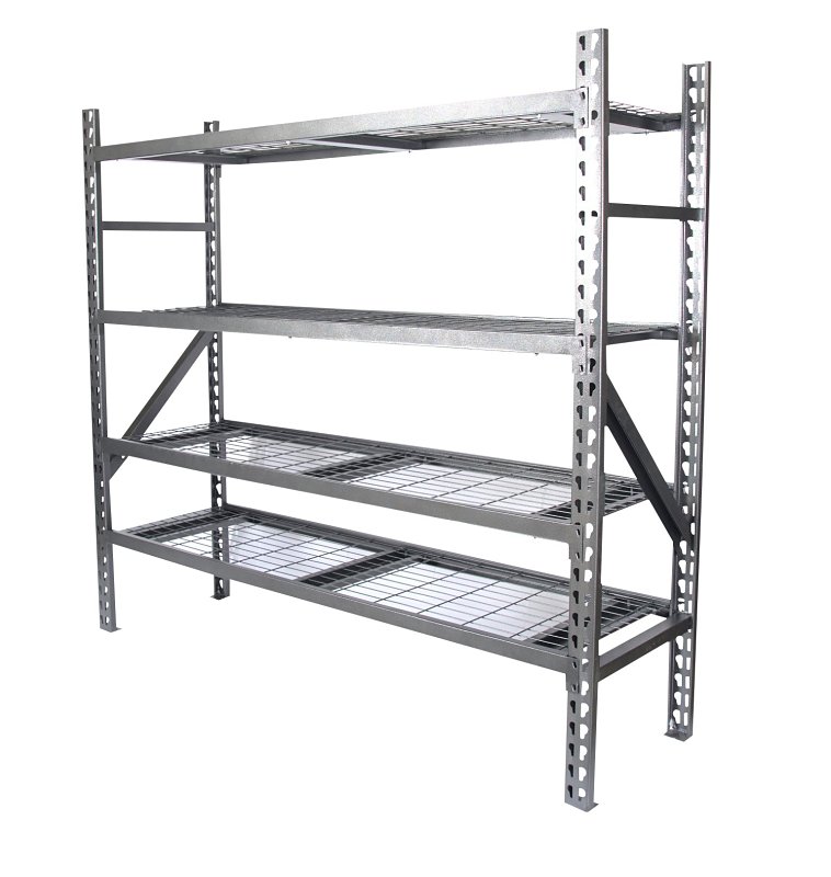 ProSource 9637 Heavy-Duty Boltless Shelving, 10,000 lb Capacity, 4-Shelf, 78 in OAW, 22 in OAD, 72 in OAH, Brown