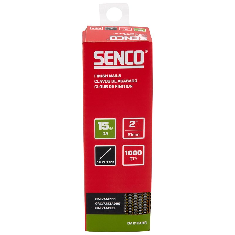 Senco DA21EABR Finish Nail Strip, 2 in L, 15 ga, Galvanized/Sencote, Brad Head