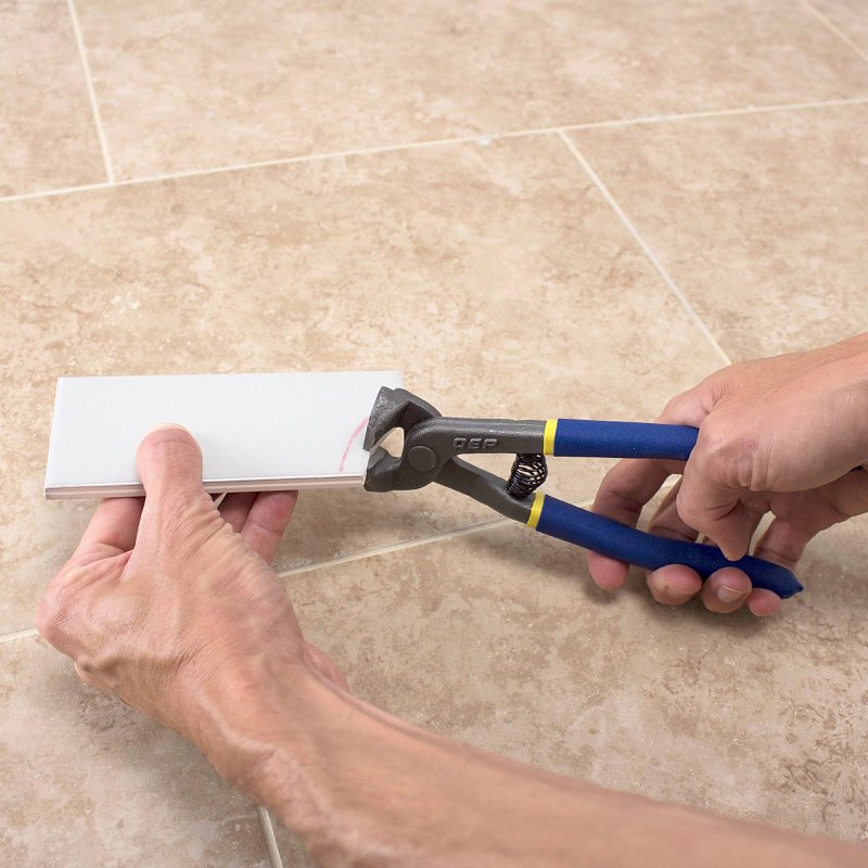 QEP 10003 Tile Nipper, 1/8 to 1/4 in Cutting Capacity, 5/8 in W Jaw, Contoured, Coated Grip Handle