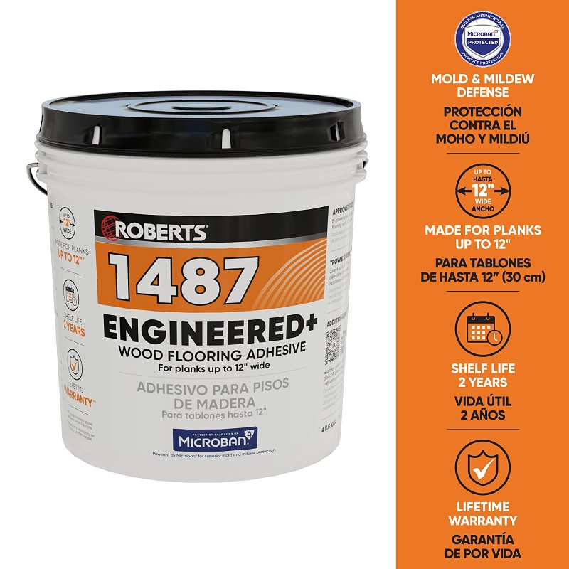 Roberts 1487-4 Floor Adhesive, Paste, Beige, 4 gal Pail
