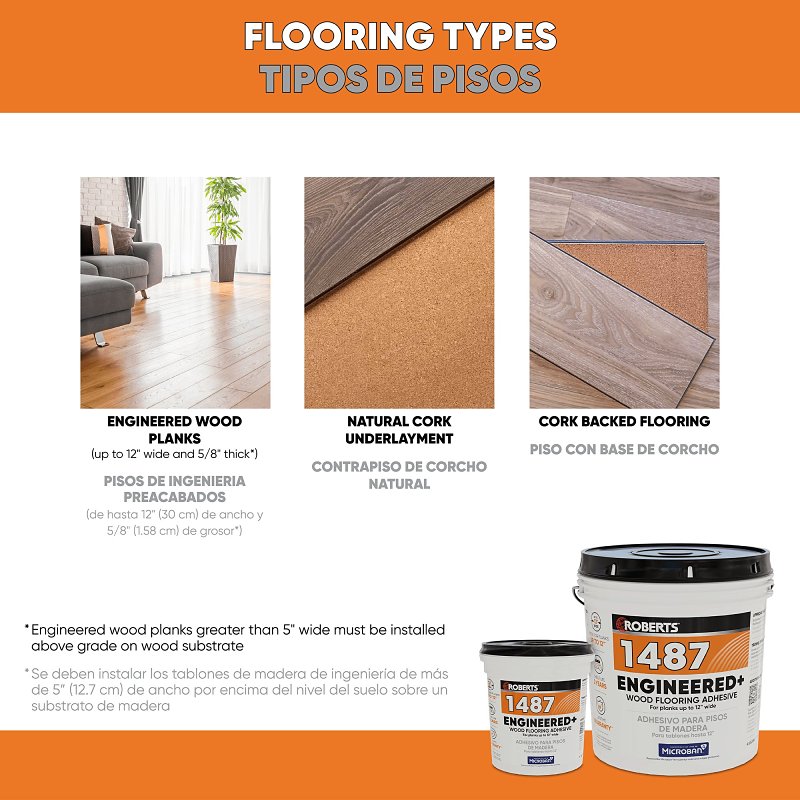 Roberts 1487-4 Floor Adhesive, Paste, Beige, 4 gal Pail