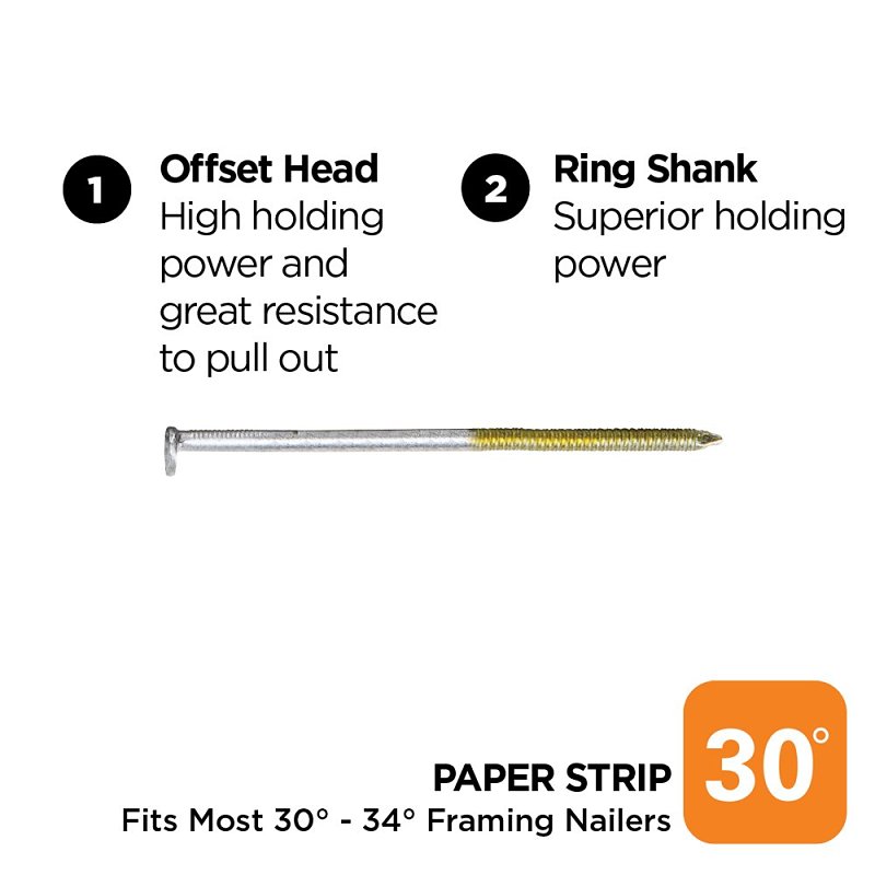 ProFIT 0600372 Framing Nail, 3 in L, Hot-Dipped Galvanized, Round Head, Ring Shank