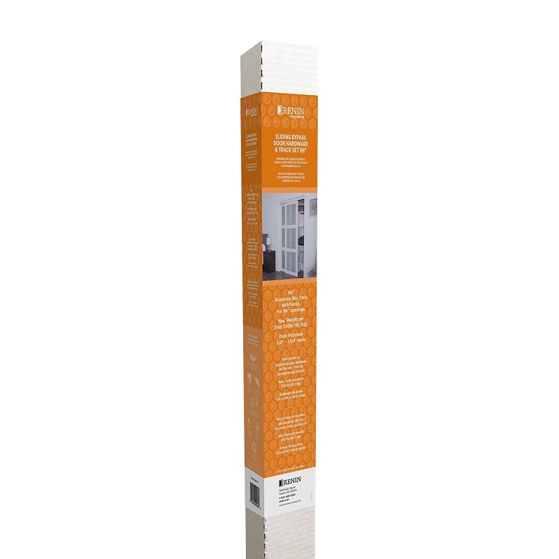 Renin BP831BB-09600-AL Hardware and Track Set, 96 in L Track, Aluminum, For: 3/4 to 1-3/4 in THK Bypass Door