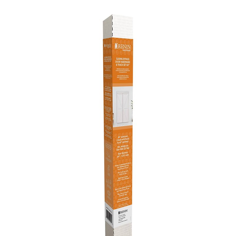 Renin BP0022F-06000-AL Hardware and J-Track Set, 60 in L Track, Aluminum, For: 1-3/8 in THK Bypass Door