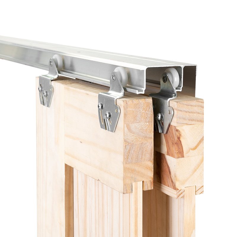 Renin BP0022F-07200-AL Hardware and J-Track Set, 72 in L Track, Aluminum, For: 1-3/8 in THK Bypass Door