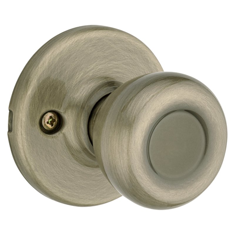 Kwikset 200T 5 6AL RCS V1 Passage Door Lock, Knob Handle, Zinc, Antique Brass, 2-3/8 to 2-3/4 in Backset