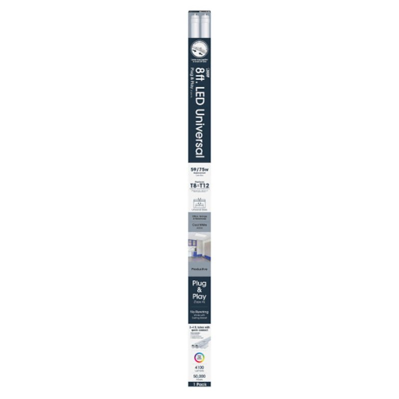 Feit Electric T96/841/LED LED Plug and Play Tube, Linear, T8/T12 Lamp, 46 W Equivalent, G13 Lamp Base, Frosted
